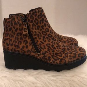 Clarks Leopard Print Ankle Boots/NWOT